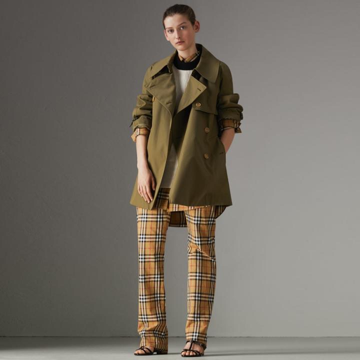 Burberry Burberry Exaggerated Collar Cotton Gabardine Trench Coat, Size: 06