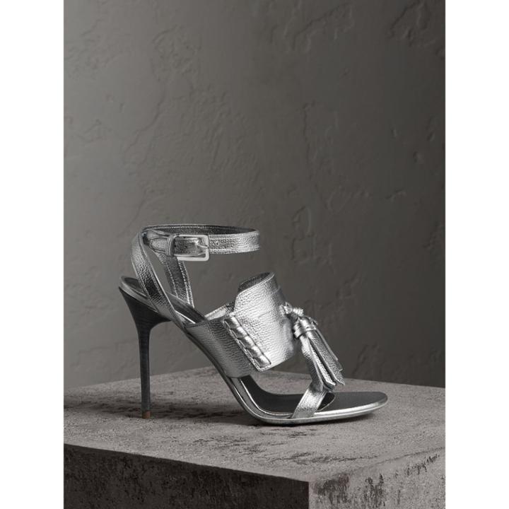 Burberry Burberry Tassel Metallic Leather Sandals, Size: 37.5