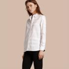 Burberry Burberry Check Jacquard Cotton Shirt, Size: 06, White