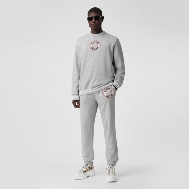 Burberry Burberry Logo Graphic Appliqu Cotton Jogging Pants, Size: M, Grey