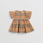 Burberry Burberry Childrens Ruffle Detail Vintage Check Dress With Bloomers, Size: 12m, Yellow