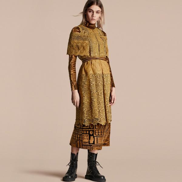 Burberry Cape-sleeved Macram Dress