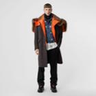 Burberry Burberry Detachable Hood Herringbone Wool Tailored Coat, Size: 56, Brown