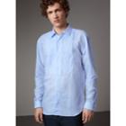 Burberry Burberry Modern Fit Linen Cotton Dress Shirt, Size: 16.5, Blue