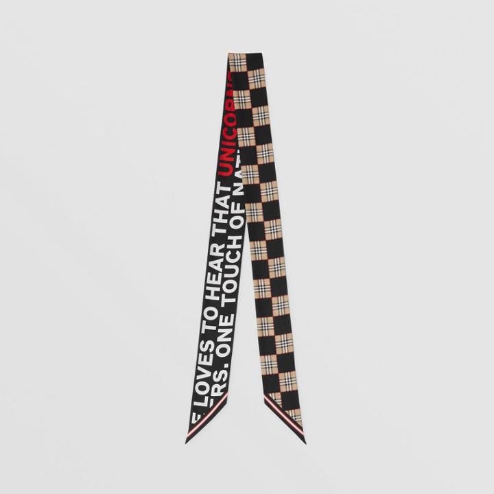 Burberry Burberry Montage Print Silk Skinny Scarf, Beige
