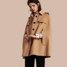 Burberry Burberry Wool Cashmere Blend Trench Cape, Brown