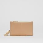Burberry Burberry Monogram Motif Grainy Leather Wallet With Detachable Strap, Beige
