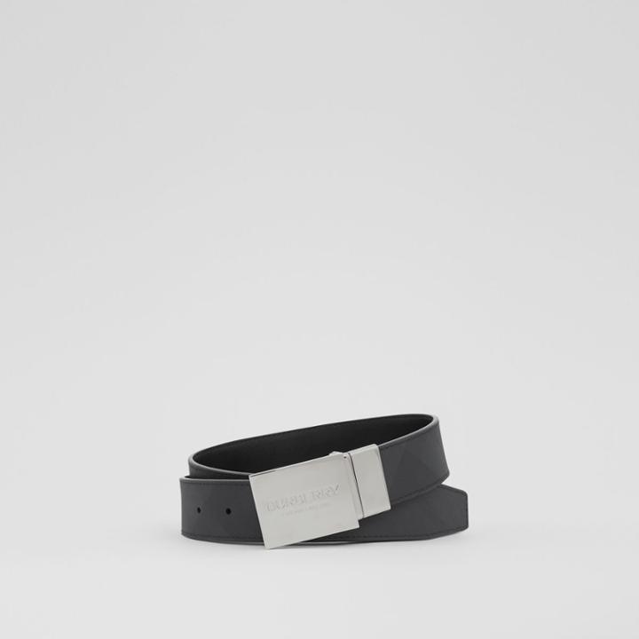 Burberry Burberry Reversible Plaque Buckle London Check Belt, Size: 95, Black