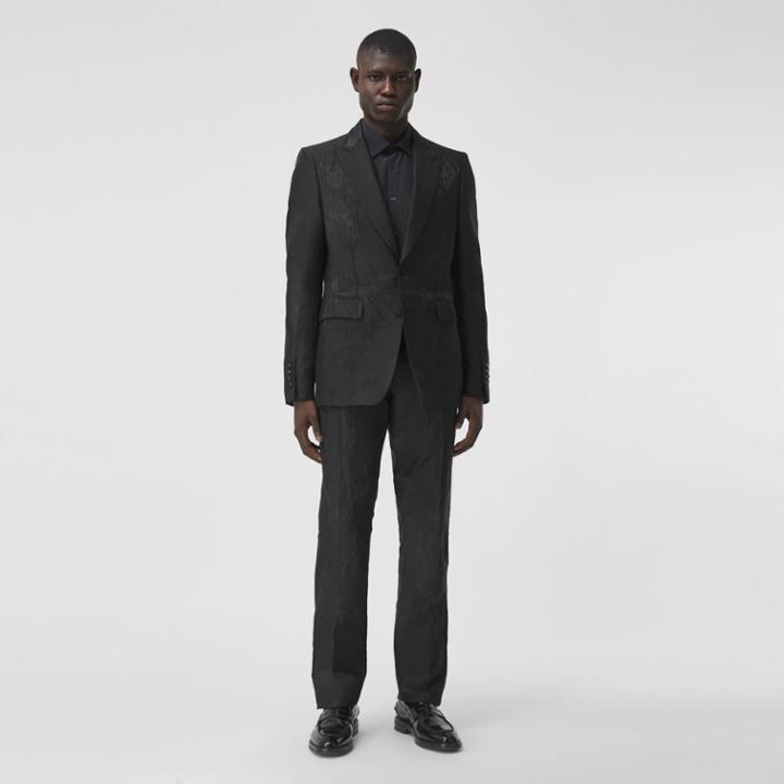 Burberry Burberry Classic Fit Wool Silk Blend Jacquard Tailored Trousers, Size: 34