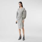 Burberry Burberry Puff-sleeve Jersey Wrap Dress, Size: 04, Grey