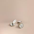 Burberry Burberry Mother-of-pearl Stone Round Cufflinks, Grey