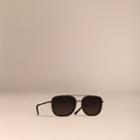 Burberry Burberry Square Frame Acetate And Leather Sunglasses, Black