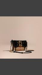 Burberry House Check Clutch Bag With Suede Buckled Bow