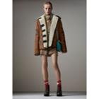 Burberry Burberry Sketch Print Shearling Jacket, Size: 10, Brown