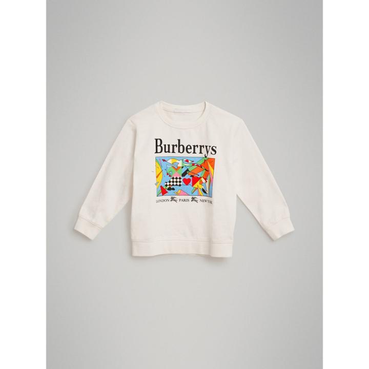 Burberry Burberry Archive Logo Print Cotton Sweatshirt, Size: 4y, White