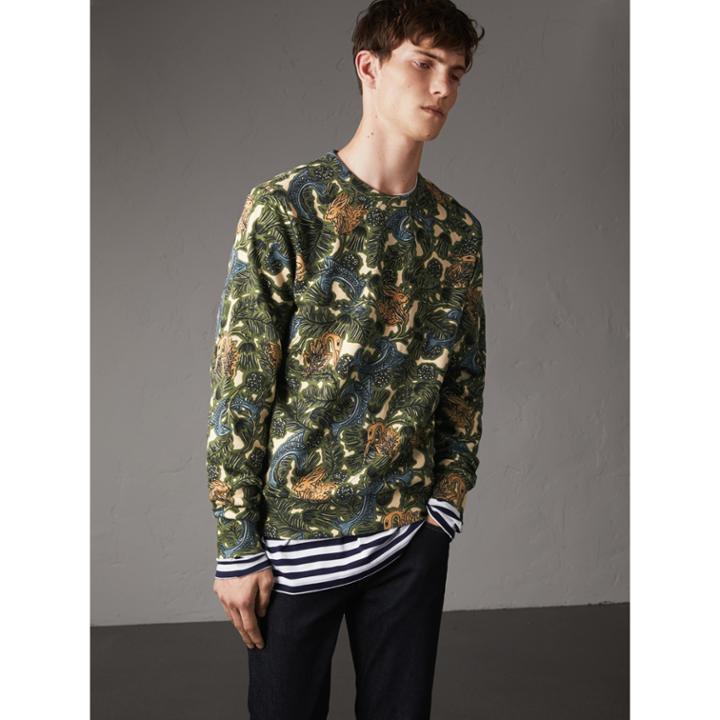 Burberry Burberry Beasts Print Cotton Sweatshirt, Size: Xl, Green