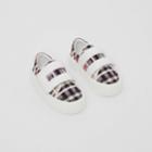 Burberry Burberry Childrens Chequerboard Stretch Cotton And Leather Sneakers, Size: 8