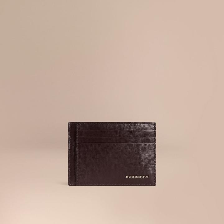 Burberry Burberry London Leather Money Clip Card Case, Purple