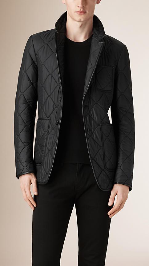 Burberry Lambskin Trim Quilted Blazer