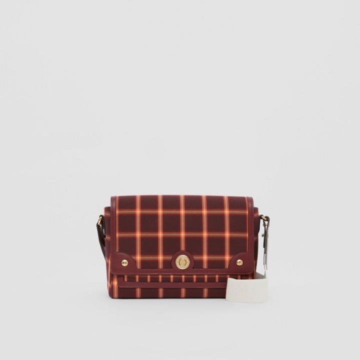 Burberry Burberry Tartan Technical Cotton Note Crossbody Bag, Red