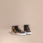 Burberry Burberry House Check And Star Print High-top Trainers, Size: 8.5, Black