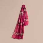 Burberry Burberry Lightweight Check Wool And Silk Scarf, Pink