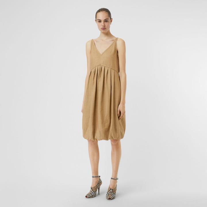 Burberry Burberry Linen Blend Bubble Hem Dress, Size: 00, Yellow