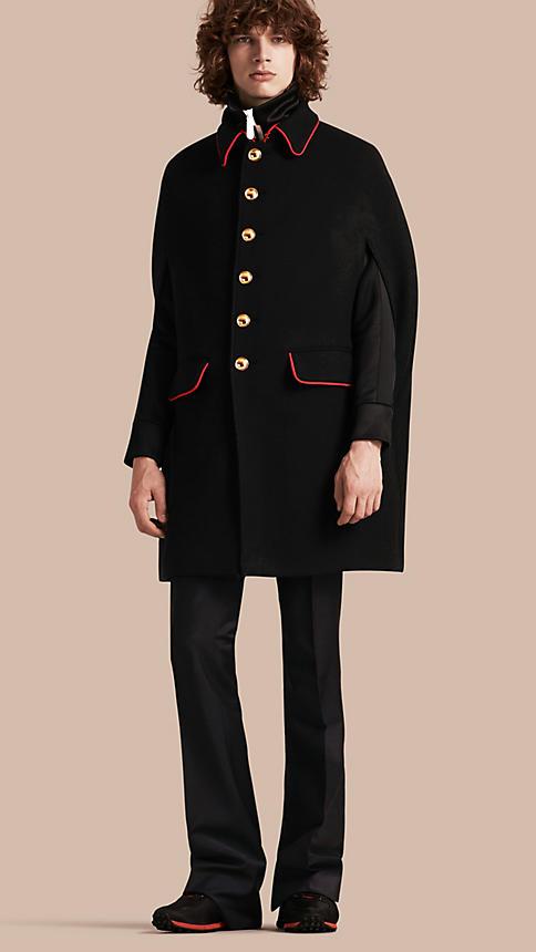 Burberry Wool Cashmere Blend Military Cape Coat