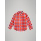 Burberry Burberry Button-down Collar Check Flannel Shirt, Size: 14y, Orange