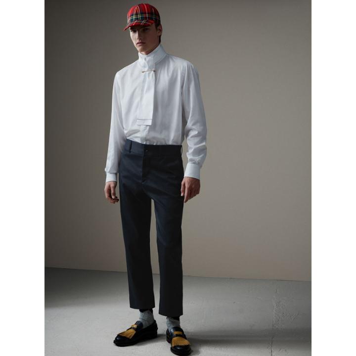 Burberry Burberry Cotton Twill Cropped Chinos, Size: 42, Blue