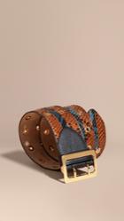 Burberry Burberry Striped Snakeskin Waist Belt, Size: 85, Brown