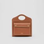 Burberry Burberry Mini Topstitch Detail Leather Pocket Bag, Brown