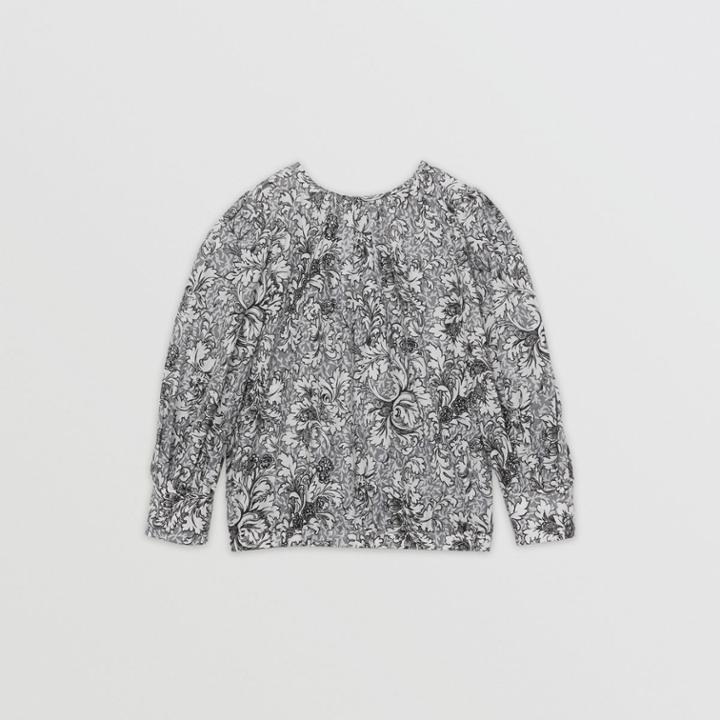 Burberry Burberry Childrens Floral Print Cotton Silk Blouse, Size: 14y, Grey