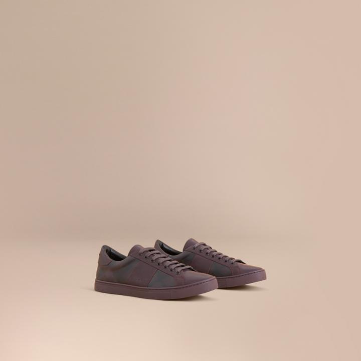 Burberry Burberry Check Detail Leather Trainers, Size: 42, Red