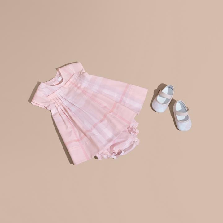 Burberry Burberry Check Cotton Pleat Dress, Size: 6m, Pink