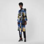 Burberry Burberry Check Alpaca Wool Blend Dressing Gown Coat, Size: 00, Yellow