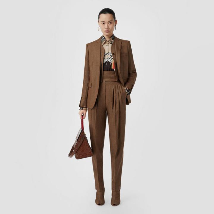 Burberry Burberry Vest Detail Technical Linen Tailored Jacket, Size: 02, Brown