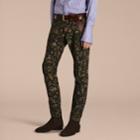 Burberry Burberry Slim Fit Floral Jacquard Jeans, Size: 34, Green