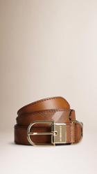 Burberry Embossed Check London Leather Belt