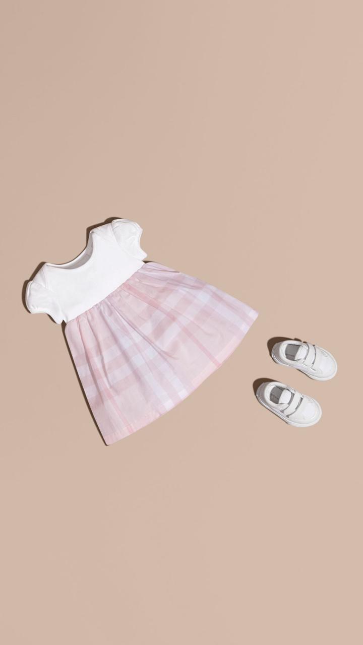 Burberry Burberry Check Detail Cotton Dress, Size: 18m, Pink