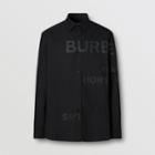 Burberry Burberry Horseferry Print Cotton Oxford Oversized Shirt, Size: L, Black