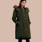 Burberry Burberry Down-filled Parka Coat With Detachable Fur Trim, Size: 08, Green