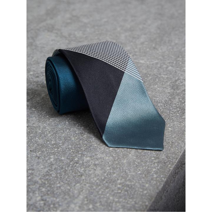 Burberry Burberry Modern Cut Check Silk Twill Jacquard Tie, Blue
