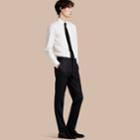 Burberry Burberry Slim Fit Check Wool Tailored Trousers, Size: 48, Blue