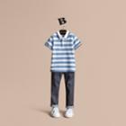 Burberry Burberry Striped Cotton Polo Shirt, Size: 14y, Blue