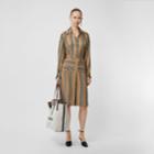 Burberry Burberry Box Pleat Detail Icon Stripe A-line Skirt, Size: 14, Beige