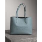 Burberry Burberry Medium Embossed Leather Tote, Blue