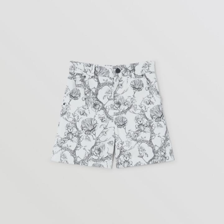 Burberry Burberry Childrens Floral Sketch Print Denim Shorts, Size: 10y