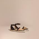 Burberry Sequinned Leather And House Check Espadrille Sandals