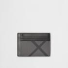 Burberry Burberry London Check And Leather Money Clip Card Case, Grey